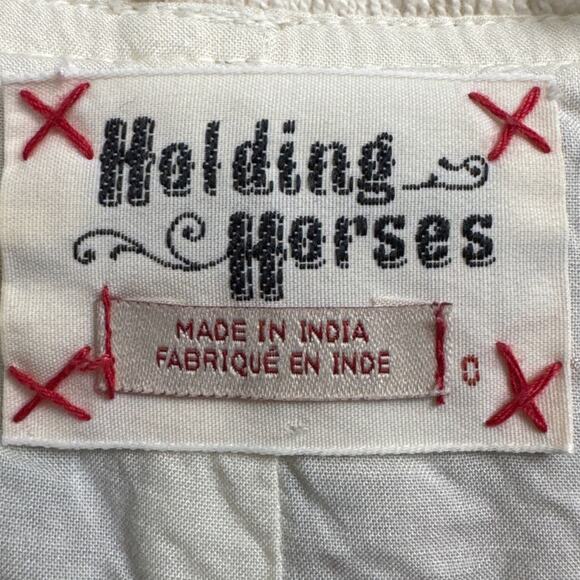 Anthropologie Holding Horses Fringe Shift Mini Dress Neutral Stripe SZ 0 Western - Picture 7 of 9